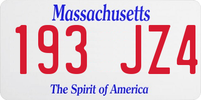 MA license plate 193JZ4