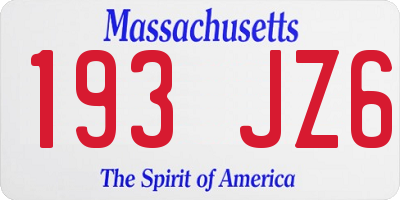 MA license plate 193JZ6