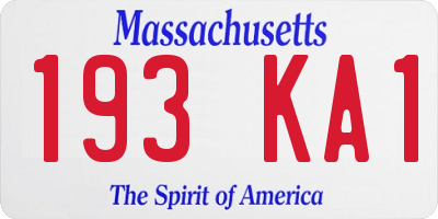 MA license plate 193KA1