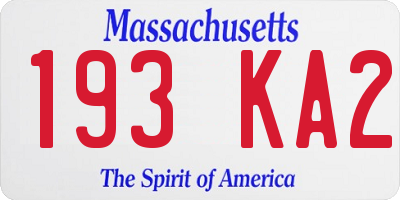 MA license plate 193KA2