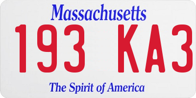 MA license plate 193KA3