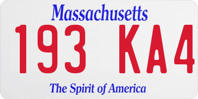 MA license plate 193KA4