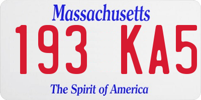 MA license plate 193KA5