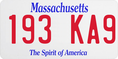 MA license plate 193KA9