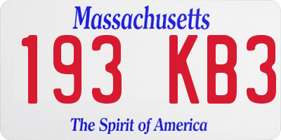 MA license plate 193KB3