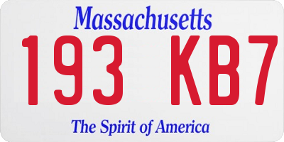 MA license plate 193KB7