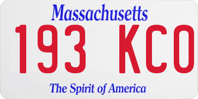 MA license plate 193KC0