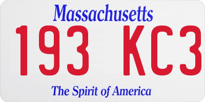 MA license plate 193KC3