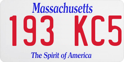 MA license plate 193KC5