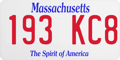 MA license plate 193KC8