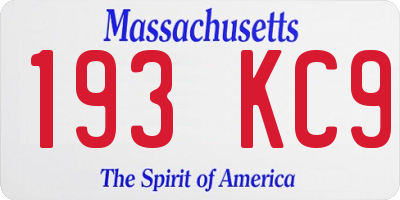 MA license plate 193KC9