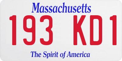 MA license plate 193KD1