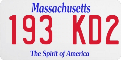 MA license plate 193KD2