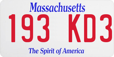MA license plate 193KD3