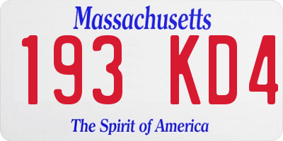 MA license plate 193KD4