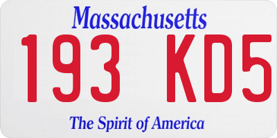 MA license plate 193KD5