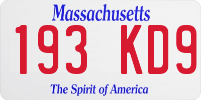 MA license plate 193KD9