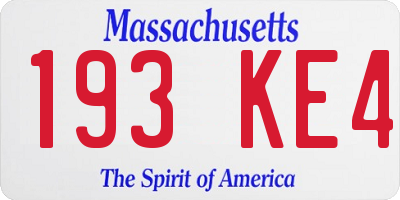 MA license plate 193KE4