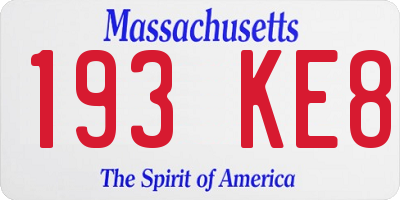 MA license plate 193KE8