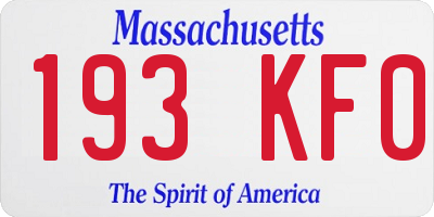 MA license plate 193KF0