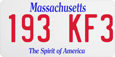 MA license plate 193KF3