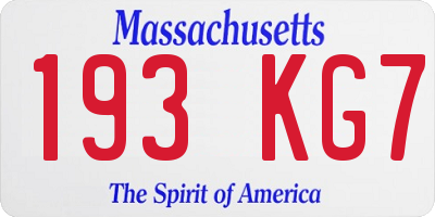 MA license plate 193KG7