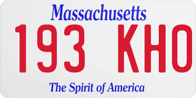 MA license plate 193KH0