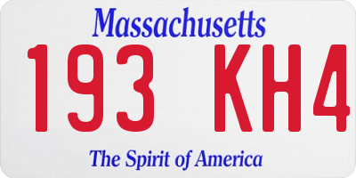 MA license plate 193KH4