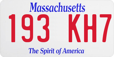 MA license plate 193KH7