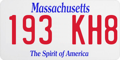 MA license plate 193KH8