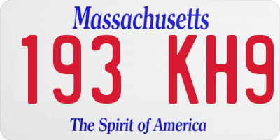 MA license plate 193KH9