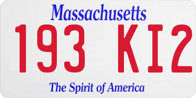 MA license plate 193KI2
