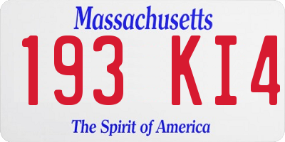 MA license plate 193KI4