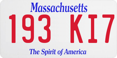MA license plate 193KI7