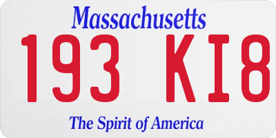 MA license plate 193KI8
