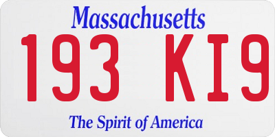 MA license plate 193KI9