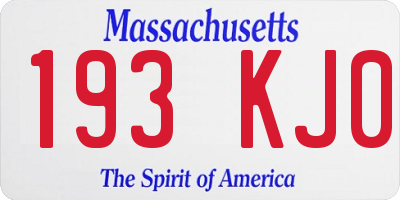 MA license plate 193KJ0