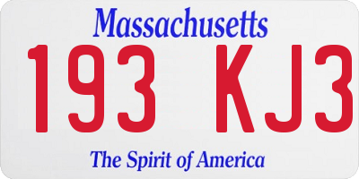 MA license plate 193KJ3