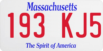 MA license plate 193KJ5