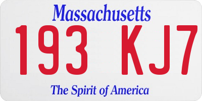 MA license plate 193KJ7