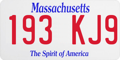 MA license plate 193KJ9