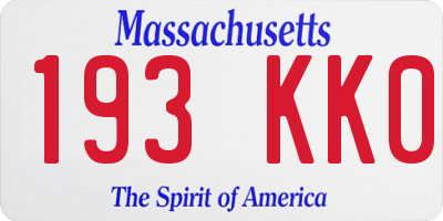 MA license plate 193KK0