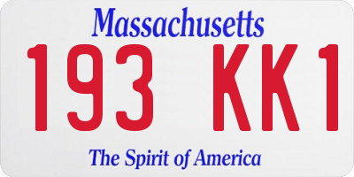 MA license plate 193KK1