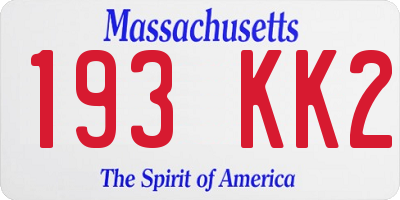 MA license plate 193KK2