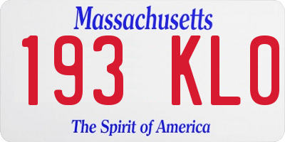 MA license plate 193KL0