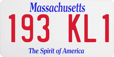 MA license plate 193KL1
