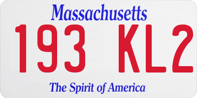MA license plate 193KL2