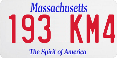 MA license plate 193KM4