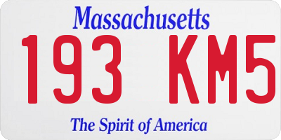 MA license plate 193KM5