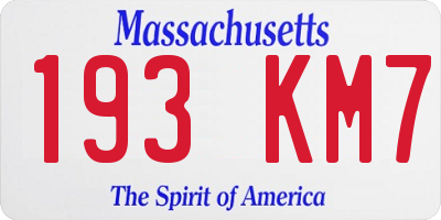 MA license plate 193KM7